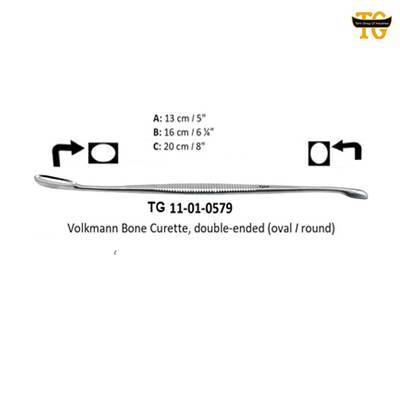 Volkmann Bone Curette, double-ended, orthopedic instruments, TGI's own catalog photograph