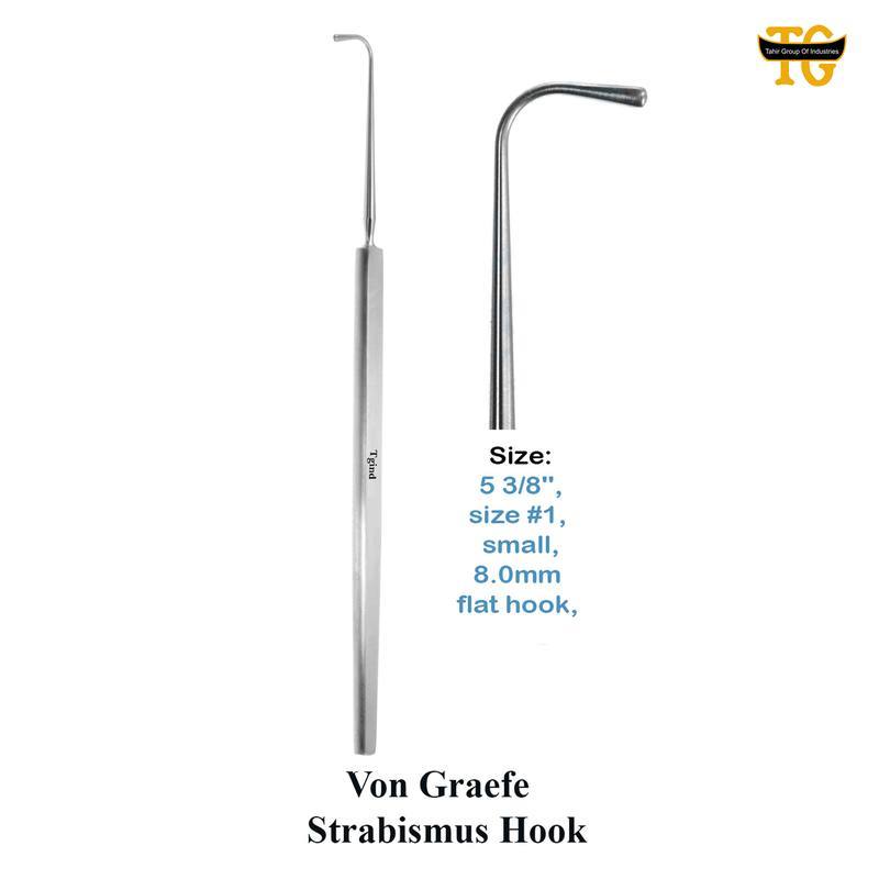 Von Graefe Strabismus Hook, surgical instruments, TGI's own catalog photograph