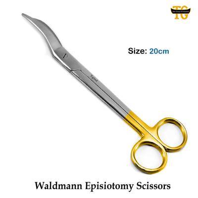 Waldmann Episiotomy Scissors TC, surgical instruments, TGI's own catalog photograph