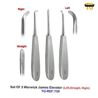 Warwick James Elevator Set, dental instruments, TGI's own catalog photograph