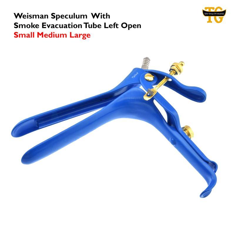 Weisman Speculum Left Open, electrosurgical instruments, TGI's own catalog photograph