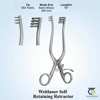 Weitlaner Retractor 255 mm (10 in), Semi-Sharp, surgical instruments, TGI's own catalog photograph