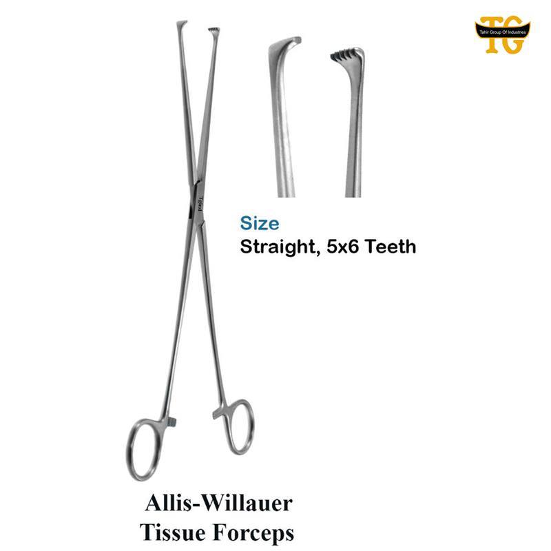Willauer Allis Tissue Forceps, surgical instruments, TGI's own catalog photograph