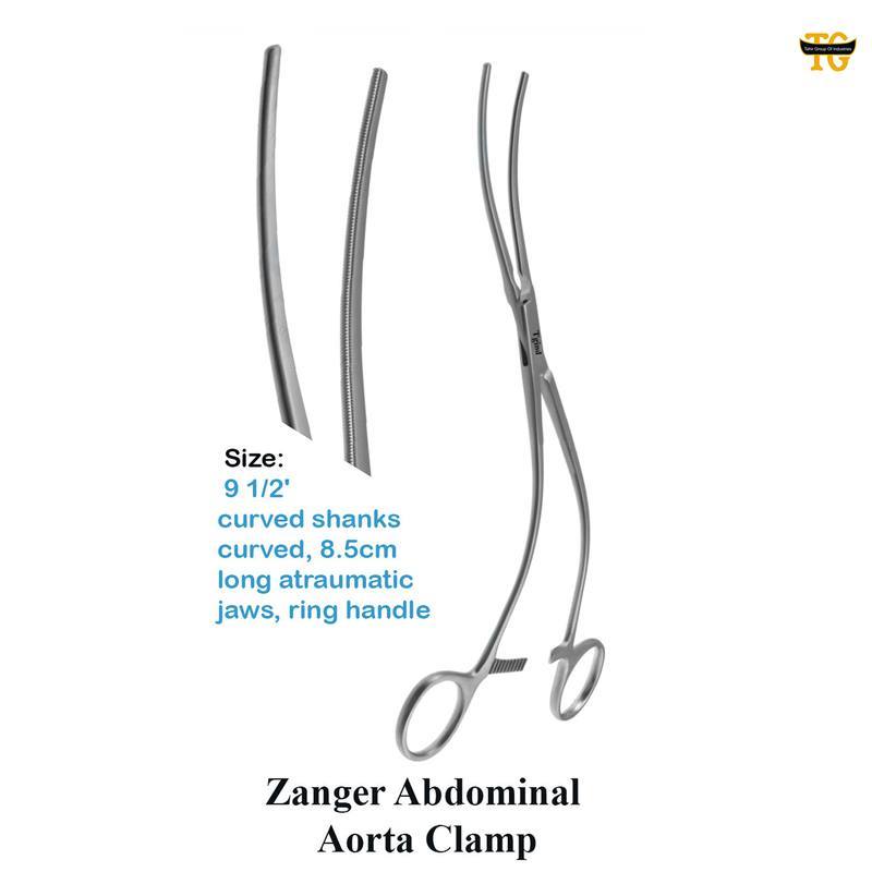 Zanger Aorta Clamp, surgical instruments, TGI's own catalog photograph